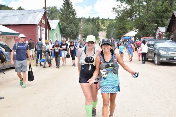 Leaving Twin Lakes with Val Zajac. She rocked this race! 